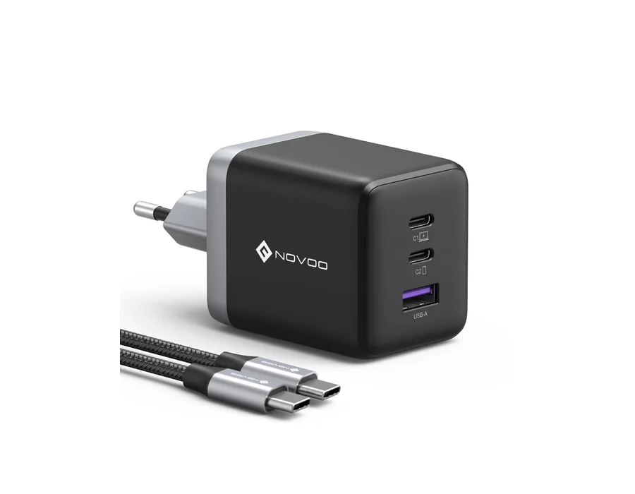 NOVOO 100W Cargador USB C, 3 Puertos, 1 Cable PD 100W