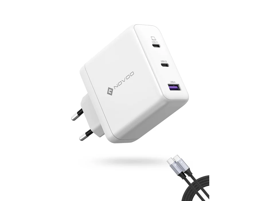 NOVOO Cargador USB C 120W, 3 Puertos, GAN III, Cable PD 100W, iPhone