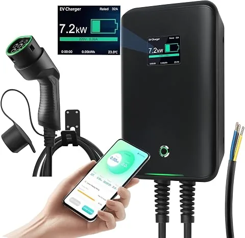 Wallbox 7,4 kW Cargador Coche Eléctrico App, RCD Tipo A 30mA CA + 6mA CC