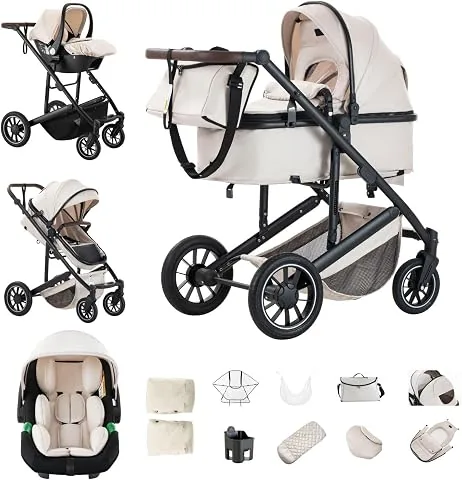 Kakbgee Cochecito Bebe 3 en 1, Carrito, Sistema de Viaje, 0-4 Años, 22KG | Silla Paseo & Silla de Coc