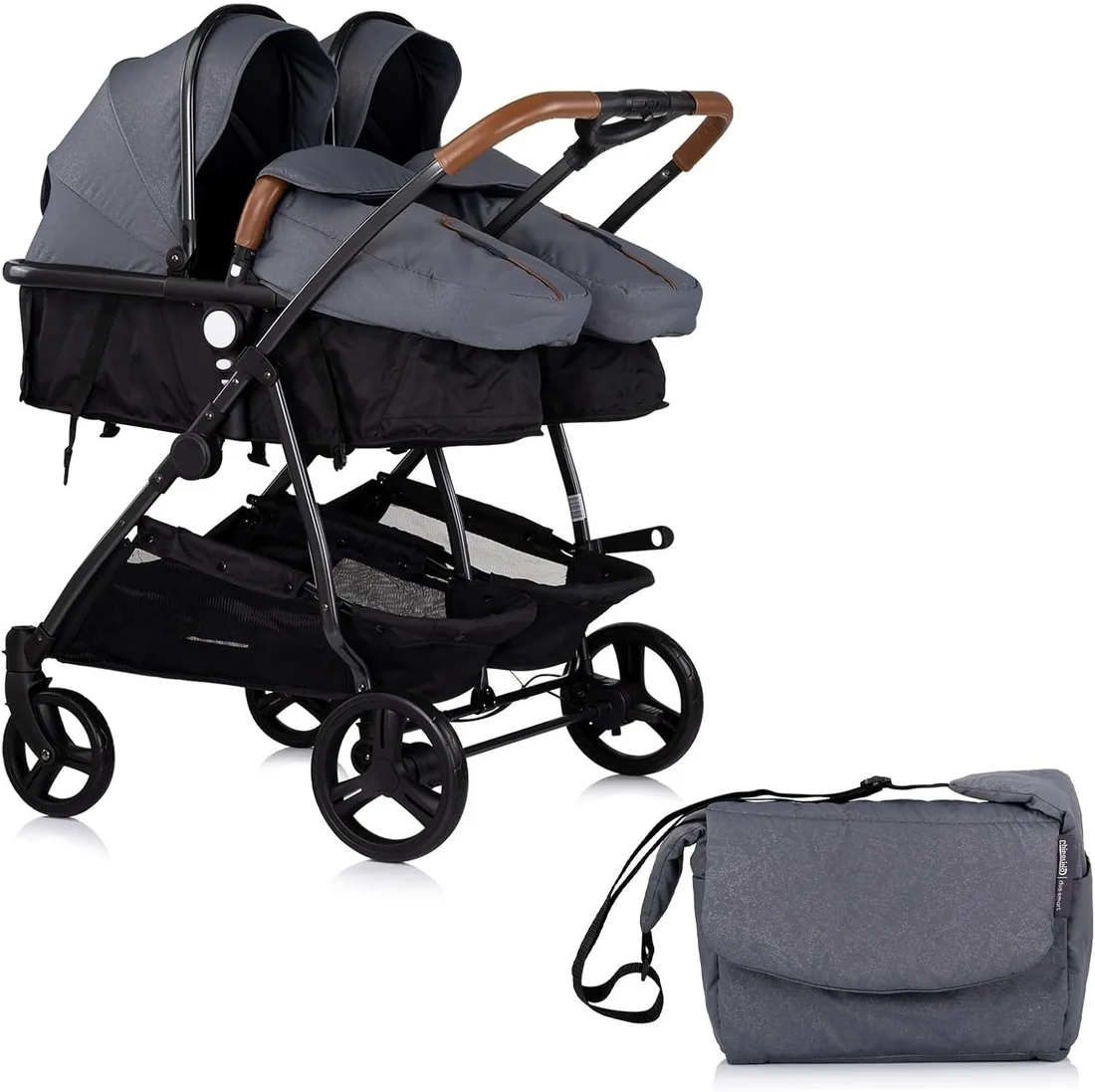 DUO SMART - Cochecito gemelos o niños juntos, ancho 79 cm, color gris sin acogedor foto 2