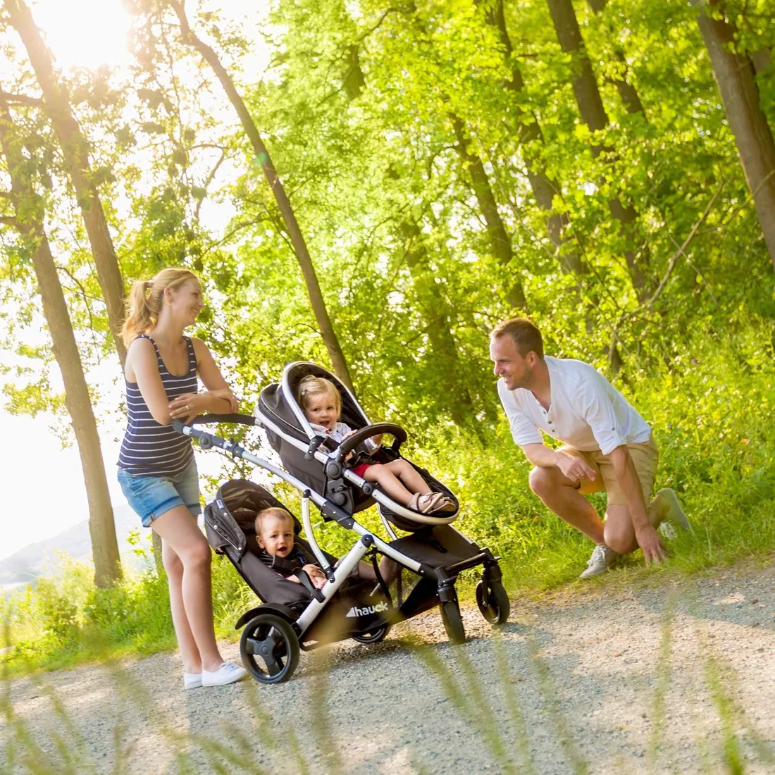 hauck Duett 2 Silla de Paseo Gemelar para Bebé y Niño Pequeño, Black Forest | Carro doble bebé con burbuja de lluvia, asiento superior convertible en capazo, segundo asiento desde 6 meses, 2 x 15 kg foto 2
