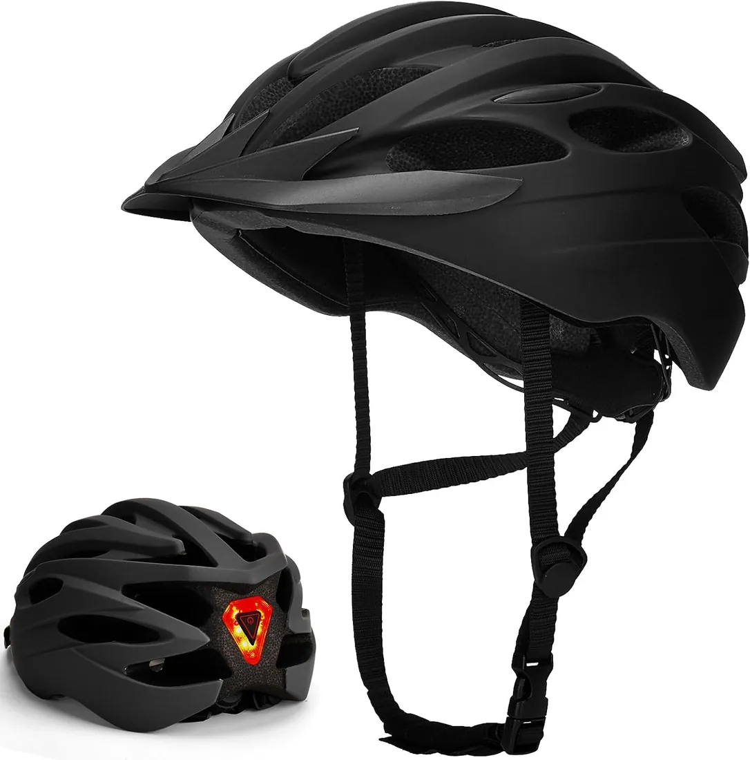 Casco Bici LED Ventilación Ajustable 57-61cm | Ligero 260g, 21 ventilaciones, EPS absorción, acolchado lavable, urbano/montaña