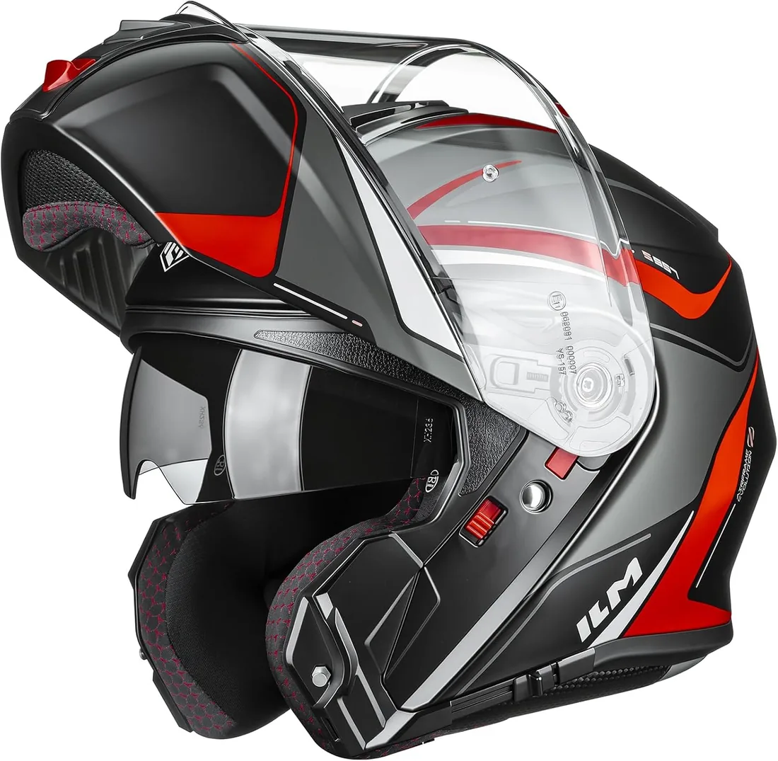 ILM Casco Moto Modular Hombre Mujer con Doble Visera Casco Integral Homologado ECE 22.06 Modelo FF957