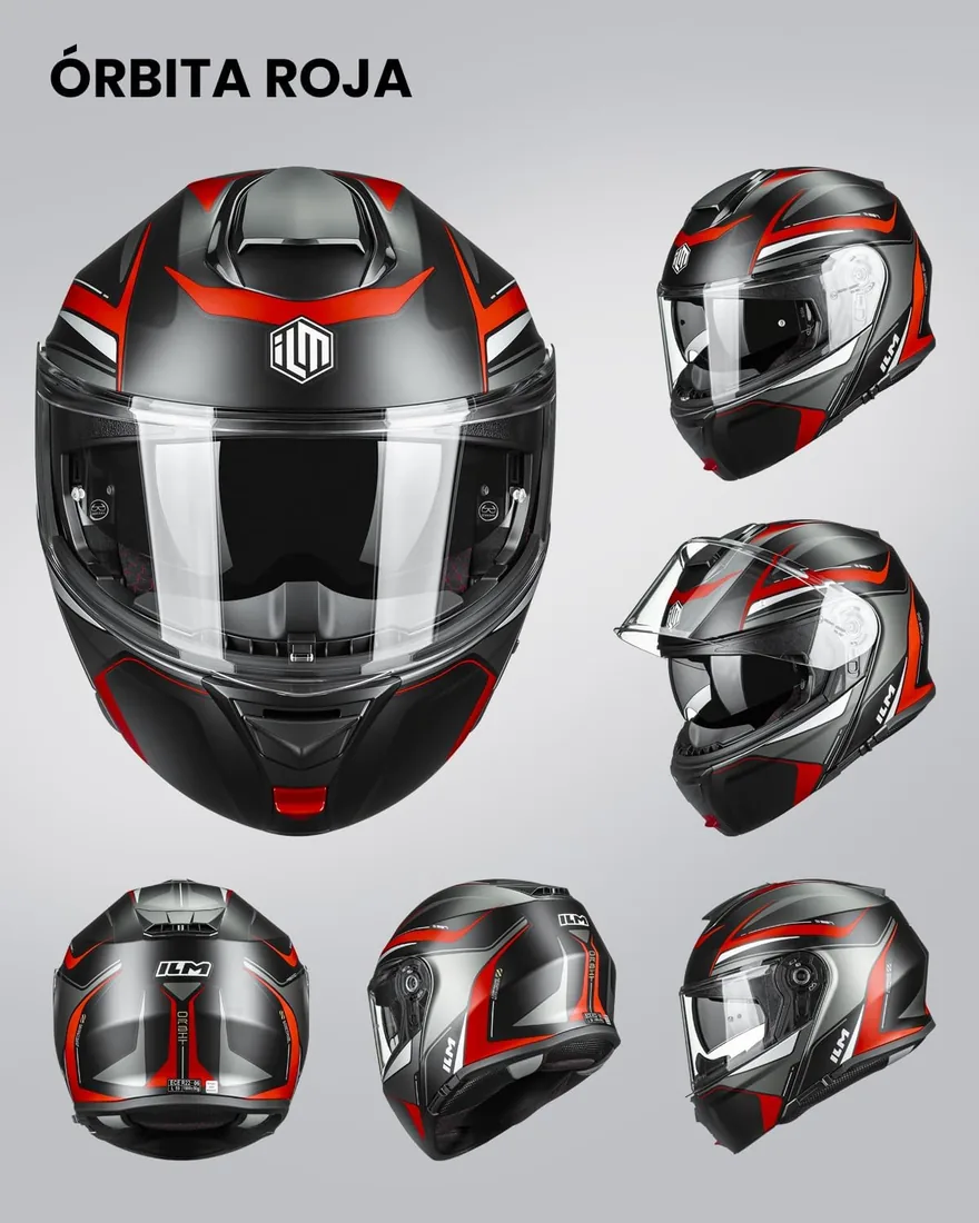 ILM Casco Moto Modular Hombre Mujer con Doble Visera Casco Integral Homologado ECE 22.06 Modelo FF957 foto 2