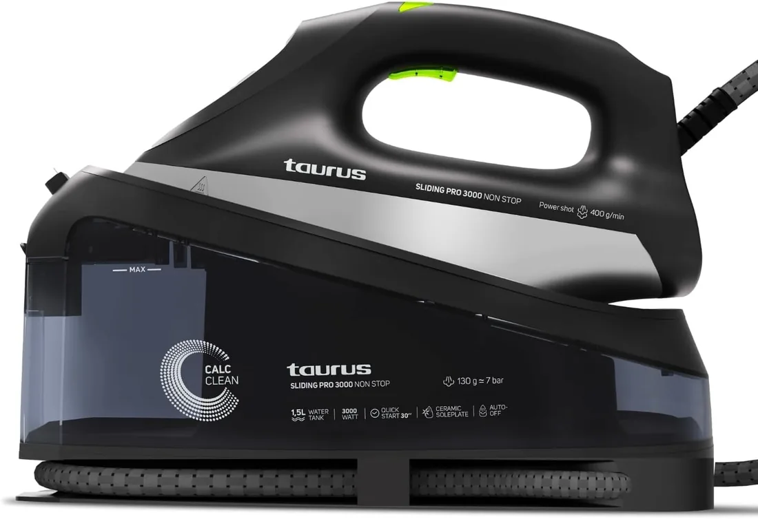 Taurus - Centro de Planchado 3000W, Golpe Vapor 400g, Suela Cerámica