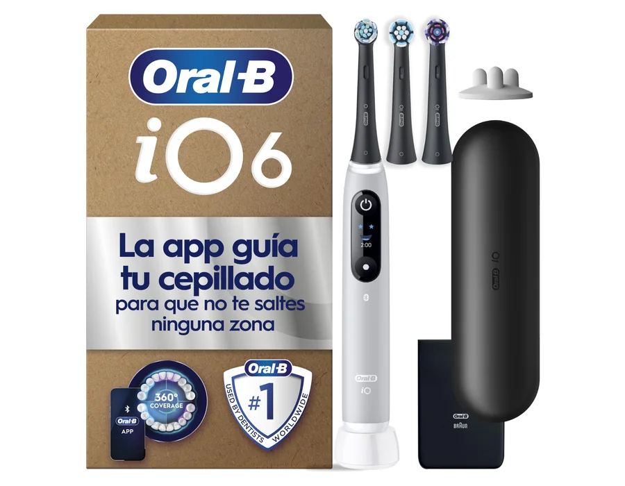 Oral-B iO 6 Cepillo de Dientes Eléctrico con 3 Cabezales, Gris