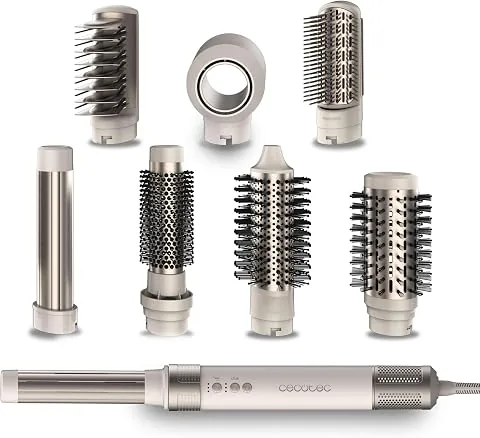 Cecotec Cepillo de Aire 8 Cabezales CeramicCare AirGlisse Champagne | 1400W, Moldeador Multifunción, Secador, Alisador, Mo