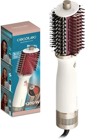 Cecotec Cepillo de Aire Moldeador con Placa Calefactora Air DryBold Elite. 1200W, 3 Modos: seca, moldea y alisa, Tecnología Iónica, Revestimiento de Cerámica, Función Aire Frío, Punta Fría