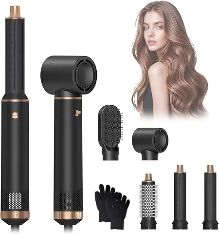 Cepillo Secador de Pelo Air Styler 5 en 1 Moldeador Pelo Cepillo de Aire Caliente Multifunción con Iones Negativos Secador, Rizador y Cepillo Térmico para Cabello Seco, Liso y Rizado foto 3