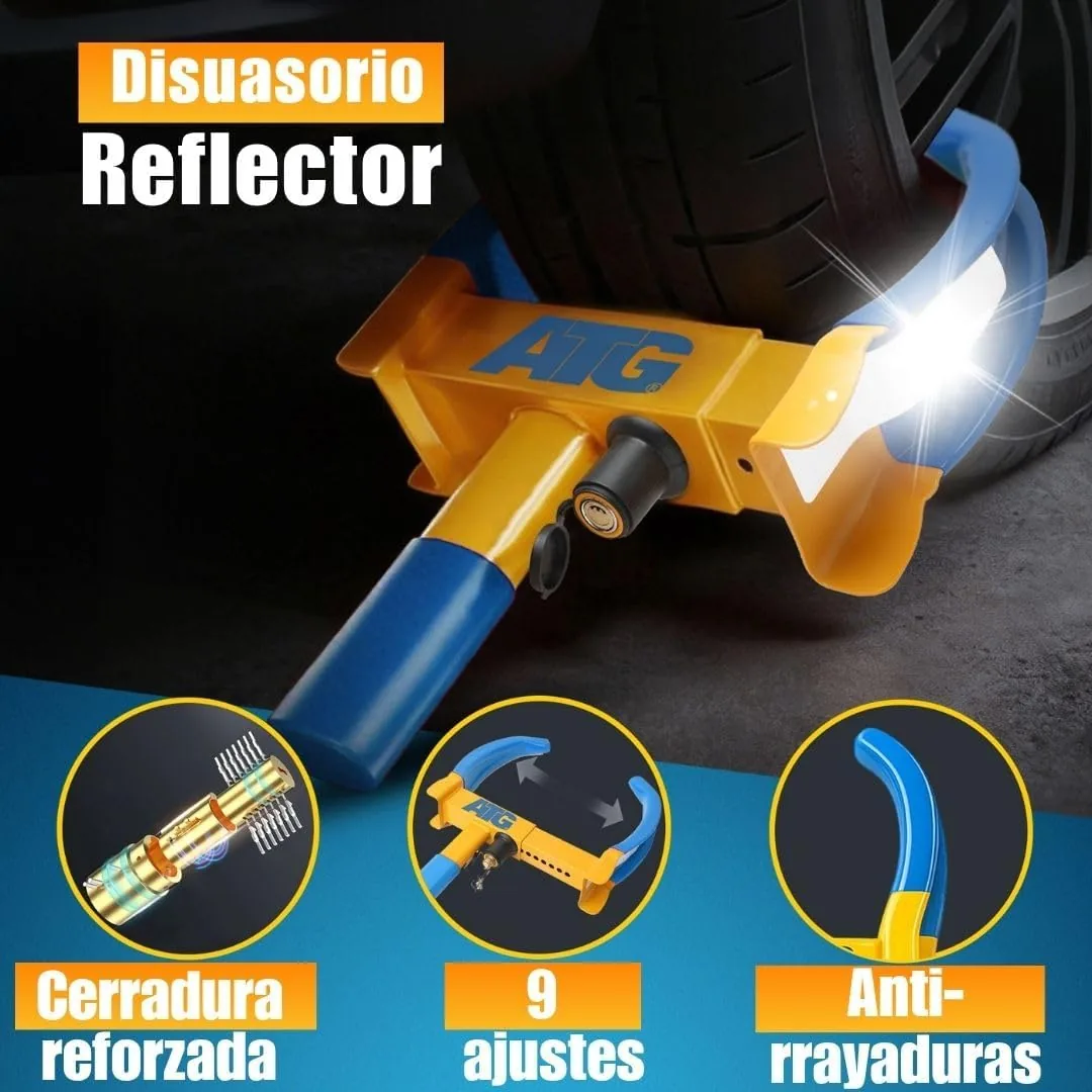 ATG Cepo Coche y Remolque – Antirrobo Coche Mecánico Universal – Cepo Rueda para Coche, Caravana, Remolque, Moto y Scooter – Inmovilizador Antirrobo para Coche 18–28 cm foto 3