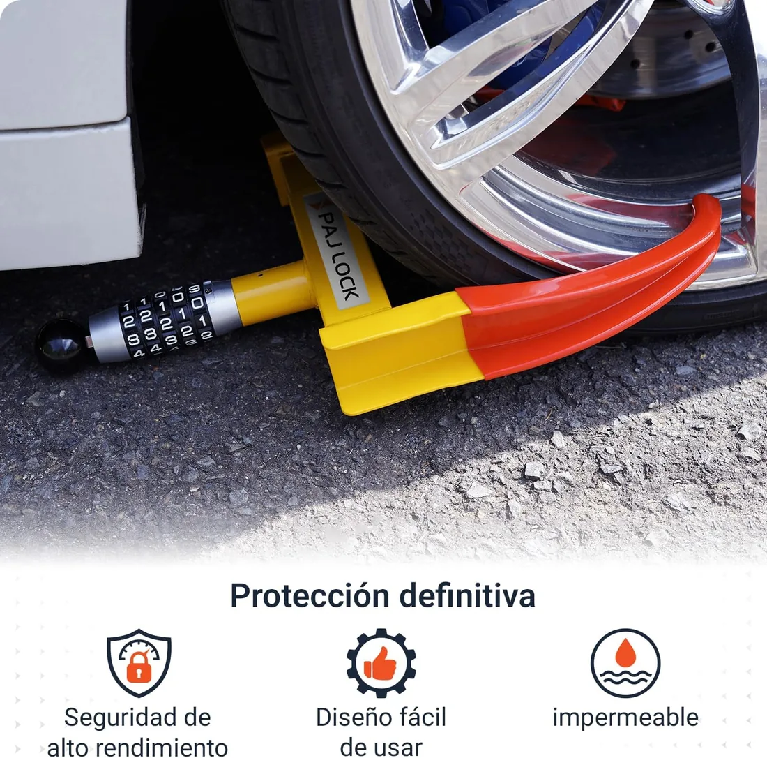 PAJ Cepo Antirrobo Universal para Ruedas – Motos y Otros Vehículos | Bloqueo de Rueda Universal - Mordaza Ajustable - Candado de Seguridad - apto SUV, Furgonetas, Autocaravanas y Remolques foto 2