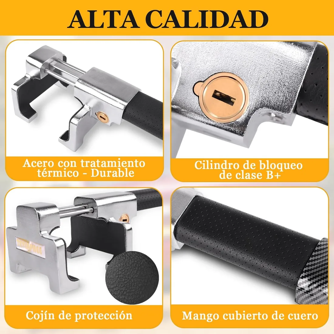 Tevlaphee Antirrobo Coche con Alarma, 120dB, Antirrobo Coche Volante, Barra Antirrobo Coche, Ajuste Universal foto 2