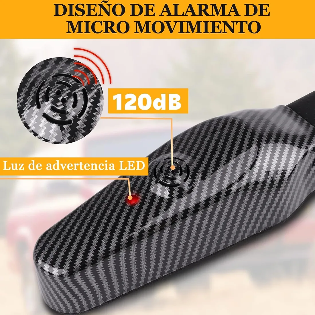 Tevlaphee Antirrobo Coche con Alarma, 120dB, Antirrobo Coche Volante, Barra Antirrobo Coche, Ajuste Universal foto 3