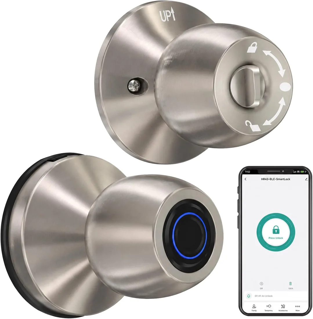 Cerradura de puerta inteligente con huella digital, manija de puerta 3 en 1, con control de aplicación y llave tipo C, manija biométrica con cerradura, adecuada para dormitorios, garajes