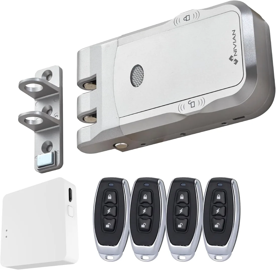 Nivian Cerrojo Invisible Inteligente NVS-SMARTBOLT – Cerradura Electrónica WiFi con App Móvil y Mandos a Distancia, Doble Motor Antivandálico, Apertura desde Interior y Exterior (Con App) foto 3