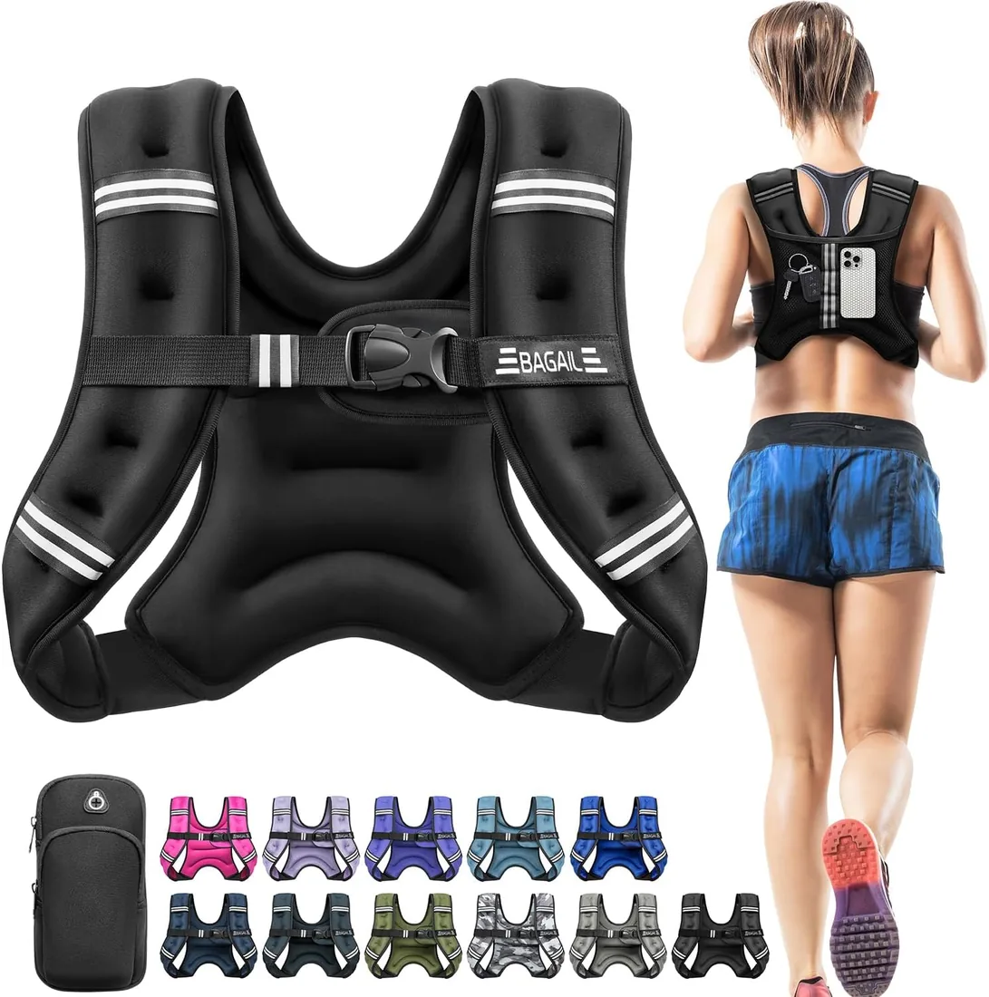 BAGAIL Chaleco Lastrado para Entrenamiento de Fuerza, Talla de Busto Ajustable, Bolsillo Práctico, Ideal para Entrenamientos en Gimnasio, Yoga y Ejercicios Aeróbicos
