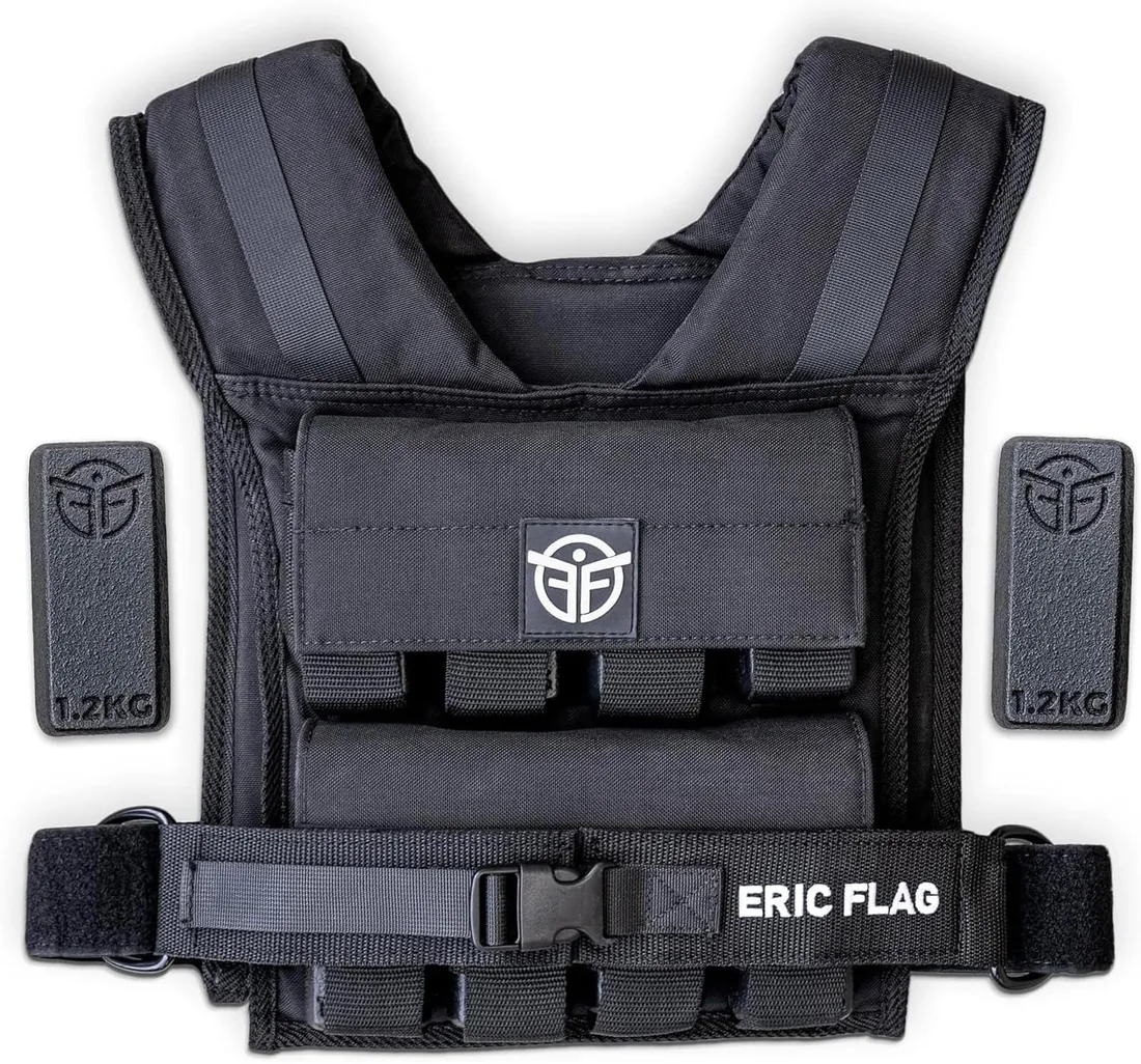 Eric Flag - Chaleco Lastrado 20kg o 10kg, Peso Incluido, Chaleco Peso Entrenamiento Fácilmente Ajustable, Adaptado a Cada Morfología, Ideal para Crossfit, Fitness, Calistenia, Running Hombre y Mujer foto 2