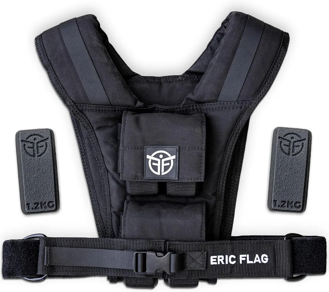Eric Flag - Chaleco Lastrado 20kg o 10kg, Peso Incluido, Chaleco Peso Entrenamiento Fácilmente Ajustable, Adaptado a Cada Morfología, Ideal para Crossfit, Fitness, Calistenia, Running Hombre y Mujer