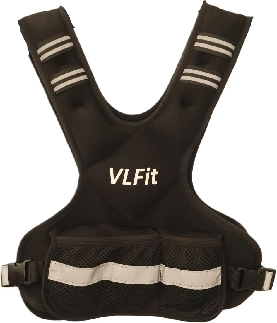 VLFit Chaleco con peso ajustable para entrenamiento de fuerza, sacos de arena de hierro extraíbles, tamaño de busto ajustable, chaleco de fitness resistente para hombres y mujeres (azul, 5.5-8.2 kg)