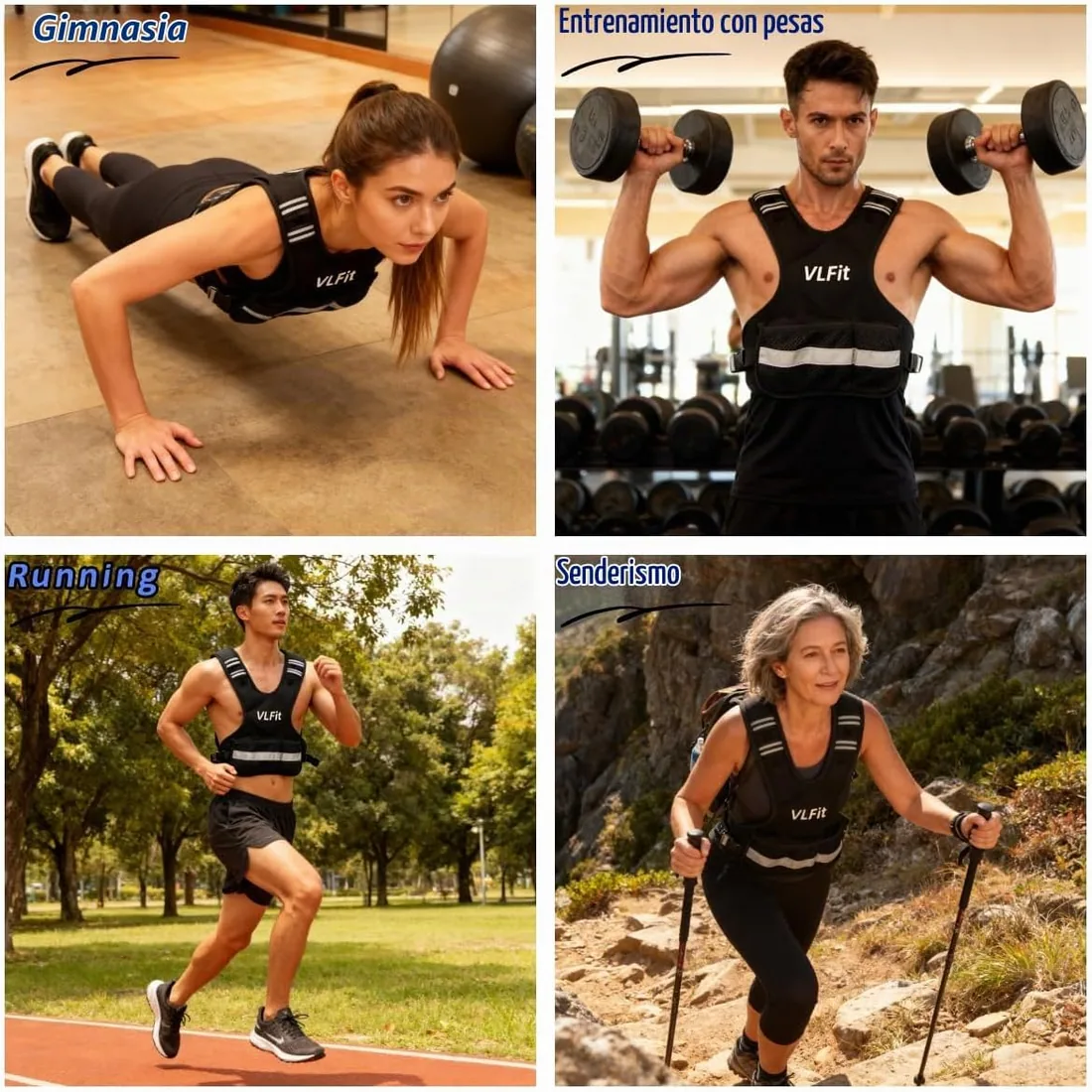 VLFit Chaleco con peso ajustable para entrenamiento de fuerza, sacos de arena de hierro extraíbles, tamaño de busto ajustable, chaleco de fitness resistente para hombres y mujeres (azul, 5.5-8.2 kg) foto 2