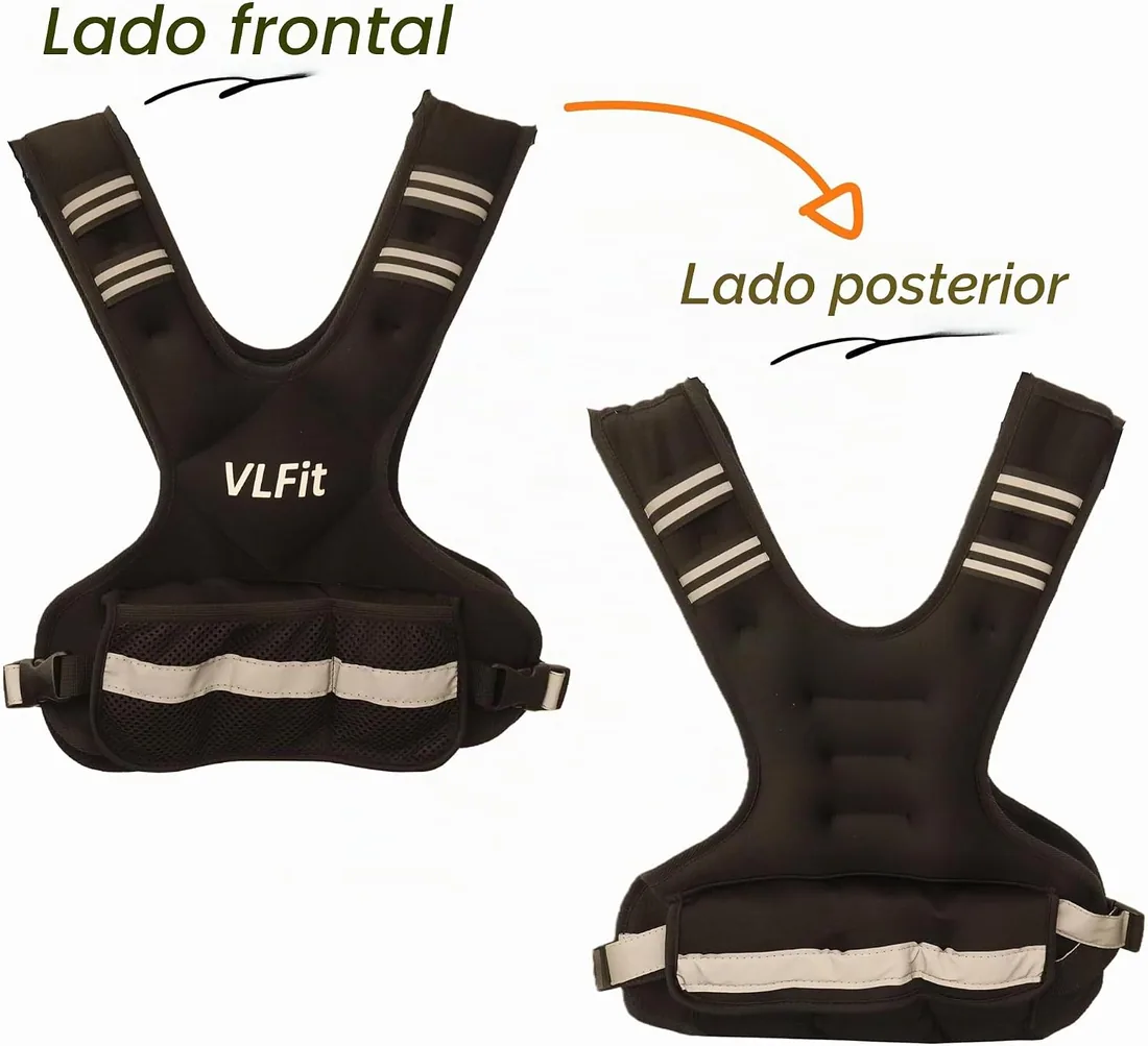 VLFit Chaleco con peso ajustable para entrenamiento de fuerza, sacos de arena de hierro extraíbles, tamaño de busto ajustable, chaleco de fitness resistente para hombres y mujeres (azul, 5.5-8.2 kg) foto 3