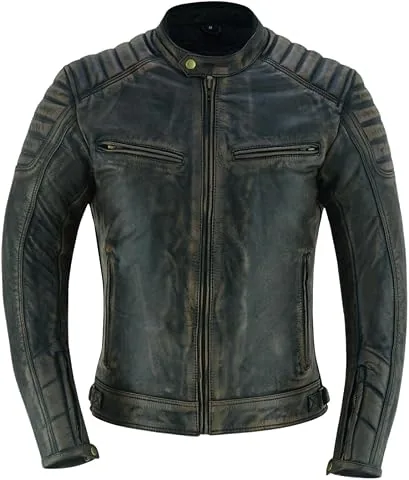 Chaqueta de Cuero para Moto con Forro Vintage Unisex - Cazadora Moto Hombre y Mujer de Cuero Auténtico - Chaqueta Moto Unisex con Protecciones CE - Elegancia y Comodidad Superior