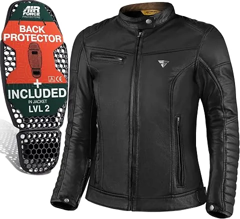WINCHESTER 2.0 Chaqueta Moto Mujer AirForce Protector Espalda Cazadora Motociclista Chaquetas Cuero