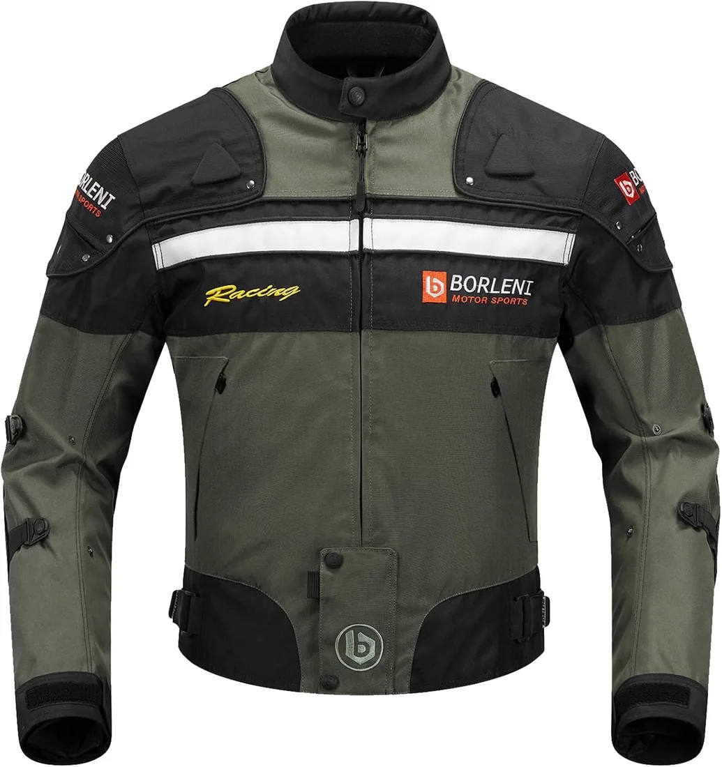 BORLENI Chaqueta moto, protecciones conformes a CE, otoño-invierno, D020 | Protecciones conformes a CE, forro extraíble, cortavientos, ajustable, para clima frío y conducción urbana foto 3