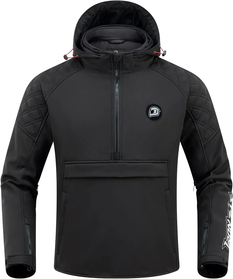 IRON JIA'S Chaqueta de Moto Hombre Conforme a CE Todas las Estaciones CE Hombreras y Coderas Forro Extraíble para Proteger contra el Frío y el Viento Negro foto 3