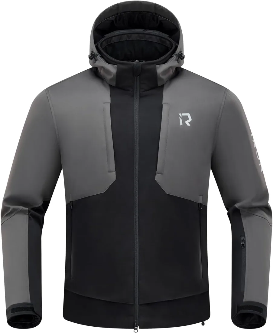 RIDEIRON Chaqueta moto hombre,Chaqueta moto invierno con hombreras y coderas homologadas,equipo de protección,forro extraíble para proteger del frío y el viento en todas las estaciones,Negro