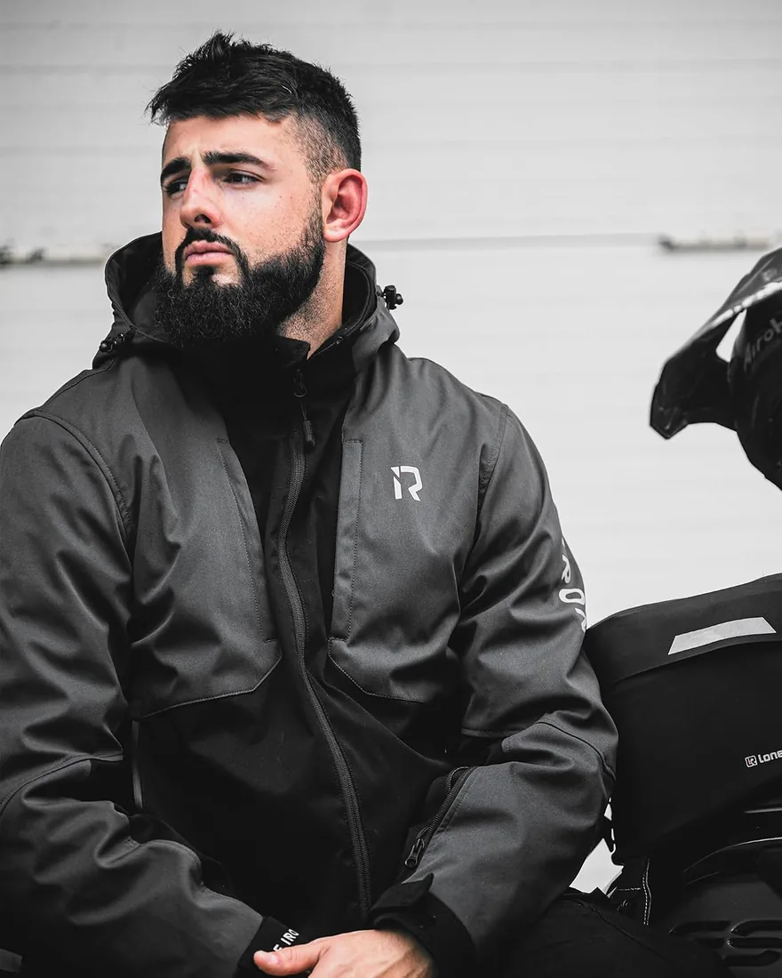RIDEIRON Chaqueta moto hombre,Chaqueta moto invierno con hombreras y coderas homologadas,equipo de protección,forro extraíble para proteger del frío y el viento en todas las estaciones,Negro foto 2
