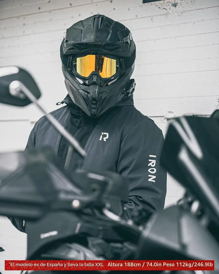 RIDEIRON Chaqueta moto hombre,Chaqueta moto invierno con hombreras y coderas homologadas,equipo de protección,forro extraíble para proteger del frío y el viento en todas las estaciones,Negro foto 3