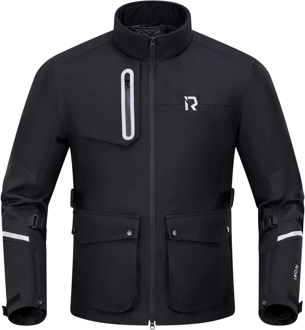 RIDEIRON Chaqueta moto hombre con Protección CE,chaqueta moto invierno con forro extraíble para proteger del frío y el viento en todas las estaciones,Negro