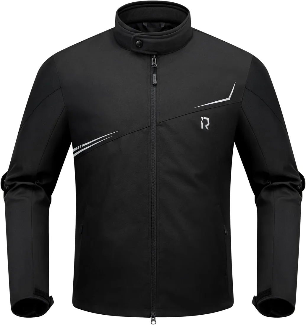 RIDEIRON Chaqueta Moto Hombre con Protectores CE, Forro Extraíble, Chaqueta Moto para Proteger contra el Frío y el Viento,Todas las Estaciones,Negro