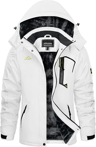 Chaqueta Cálida de Invierno para Mujer al Aire Libre Abrigo Impermeable a Prueba de Viento Chaqueta de Esquí para Acampar con Capucha Desmontable