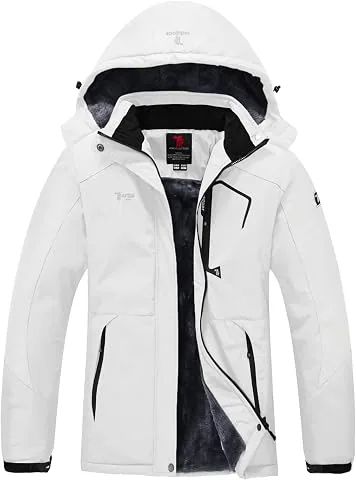 Chaqueta de invierno para mujer, resistente al agua, chaqueta de esquí para exteriores, chaqueta de forro polar, chaqueta funcional con capucha desmontable foto 2