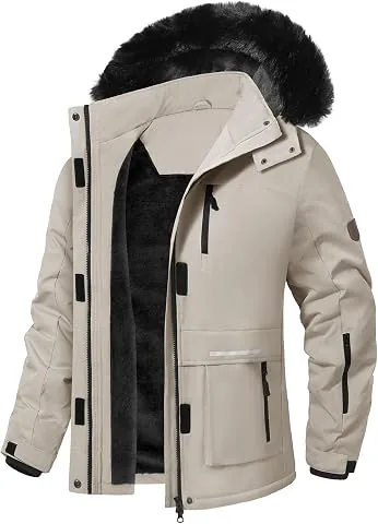 Chaqueta Esqui Mujer Chaqueta Cálida de Invierno para Mujer al Aire Libre Abrigo Impermeable a Prueba de Viento Chaqueta de Esquí para Acampar con Capucha Desmontable