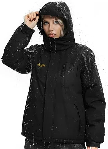Chaqueta Nieve Esquí Mujer Impermeable Forro Polar con Capucha