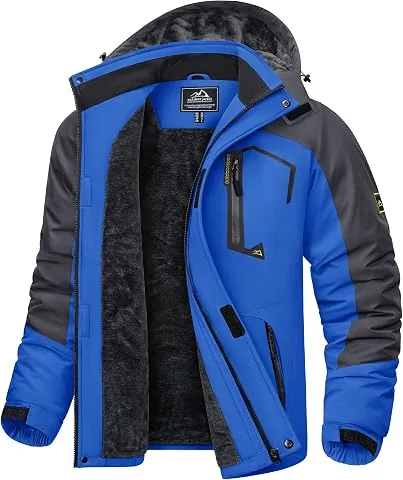 Hombre Impermeables Lana Chaquetas Impermeables Esquí Cálidos Invierno Abrigos Térmicos Exteriores Abrigos con Capucha Desmontable foto 3