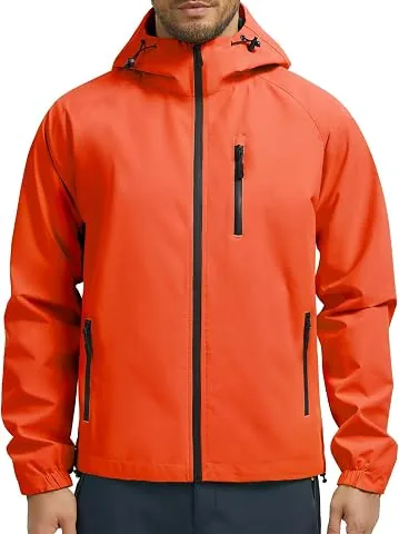 Hombre Chaqueta Impermeable Cortavientos Exteriores Lluvia Abrigo Ligero Reflectante Transpirable Capucha Plegable Senderismo Para Correr, Senderismo Vientos Cazadora foto 2