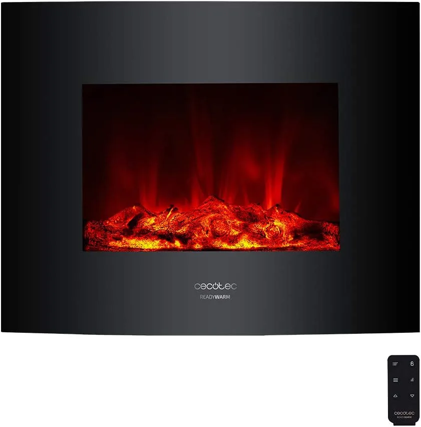 Cecotec Chimenea Eléctrica Ready Warm 2600 Curved Flames. 2000 W, Tamaño 26", 2 Niveles de Potencia, Mando a Distancia, Panel Curvo de Cristal Templado, Temporizador, 25 m2 foto 3