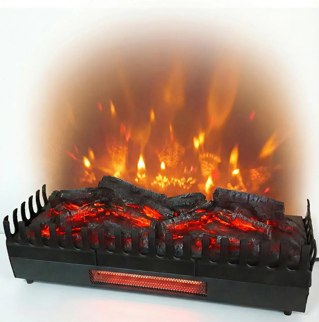 CHEMIN'ARTE Chimenea eléctrica con Efecto Llama Leds, Chimenea Decorativa, con calefacción, bajo Consumo, Inserto de Chimenea, 67x23x24cm