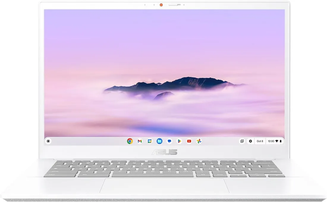 ASUS Chromebook Plus CX3402CVA – Laptop 14" FHD (Intel Core 3, 8GB RAM, 128GB UFS, ChromeOS) White, QWERTY + 12 Months Google AI Pro with Gemini Pro and 5TB Storage