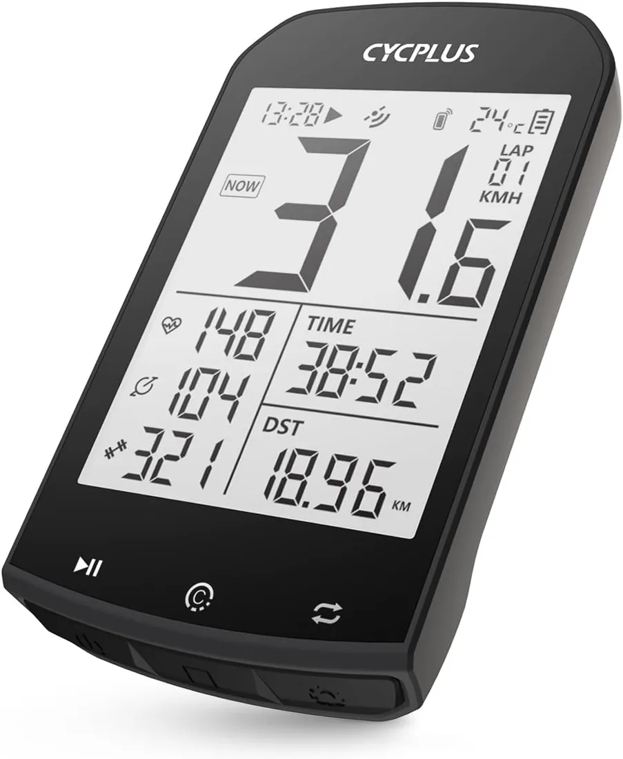 CYCPLUS Ciclocomputador GPS M1, Pantalla LCD 2,9", IPX6 | Batería 1200mAh, GPS 4 satélites, Bluetooth/ANT+, Luz automática, Autonomía 60h+, Compatible bicicleta