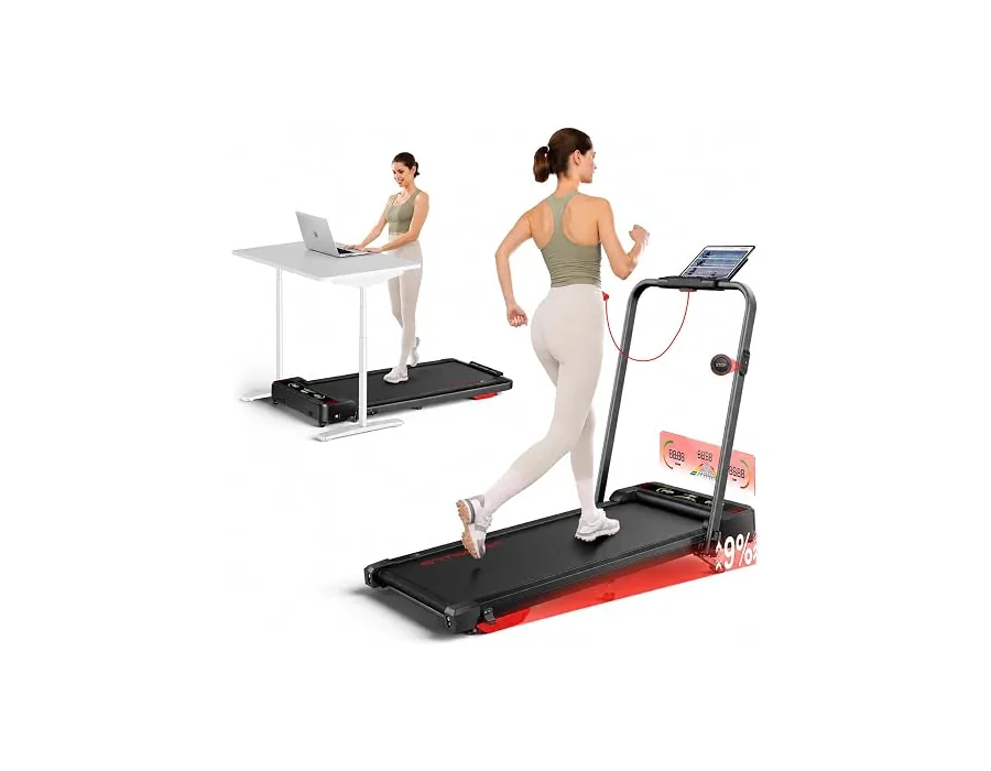 HOMETRO Cinta de Correr y Andar Plegable, Cinta Eléctrica 5 en 1 con 9% Inclinación Alta, 2.5HP (12 km/h), Walking Pad Inteligente con App y Bluetooth, Gym en Casa foto 2