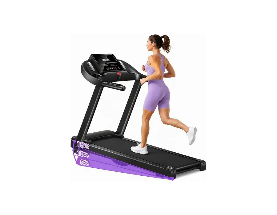 Xyphoril Cinta de Correr Plegable con Inclinación Manual 15%, Motor Brushless 3.0HP, Velocidad 14KM/H, Superficie de Carrera 102×39CM, 12 Programas, Sensor de Pulso, Capacidad 140K foto 2