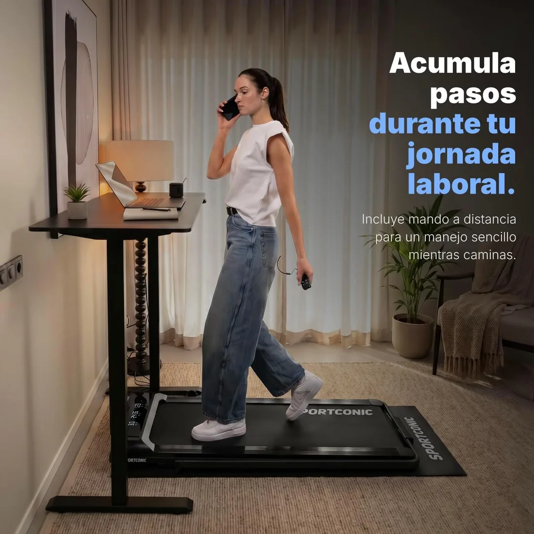 Sportconic Cinta de Correr Plegable con Inclinación, Walking Pad, Caminadora Electrica para Casa, Cinta de Andar Silencioso y Compacto (Excluyendo Alfombrilla Protectora, 1-12 km/h (P106FA)) foto 3
