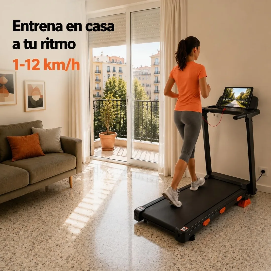 Cinta de Correr Plegable 12% con Inclinación, Walking Pad 12km/h con Pantalla LED, Motor Sin Escobillas 3.0HP, Soporte 138KG, Cinta de Andar Plegable para Caminar, Trotar y Correr foto 2
