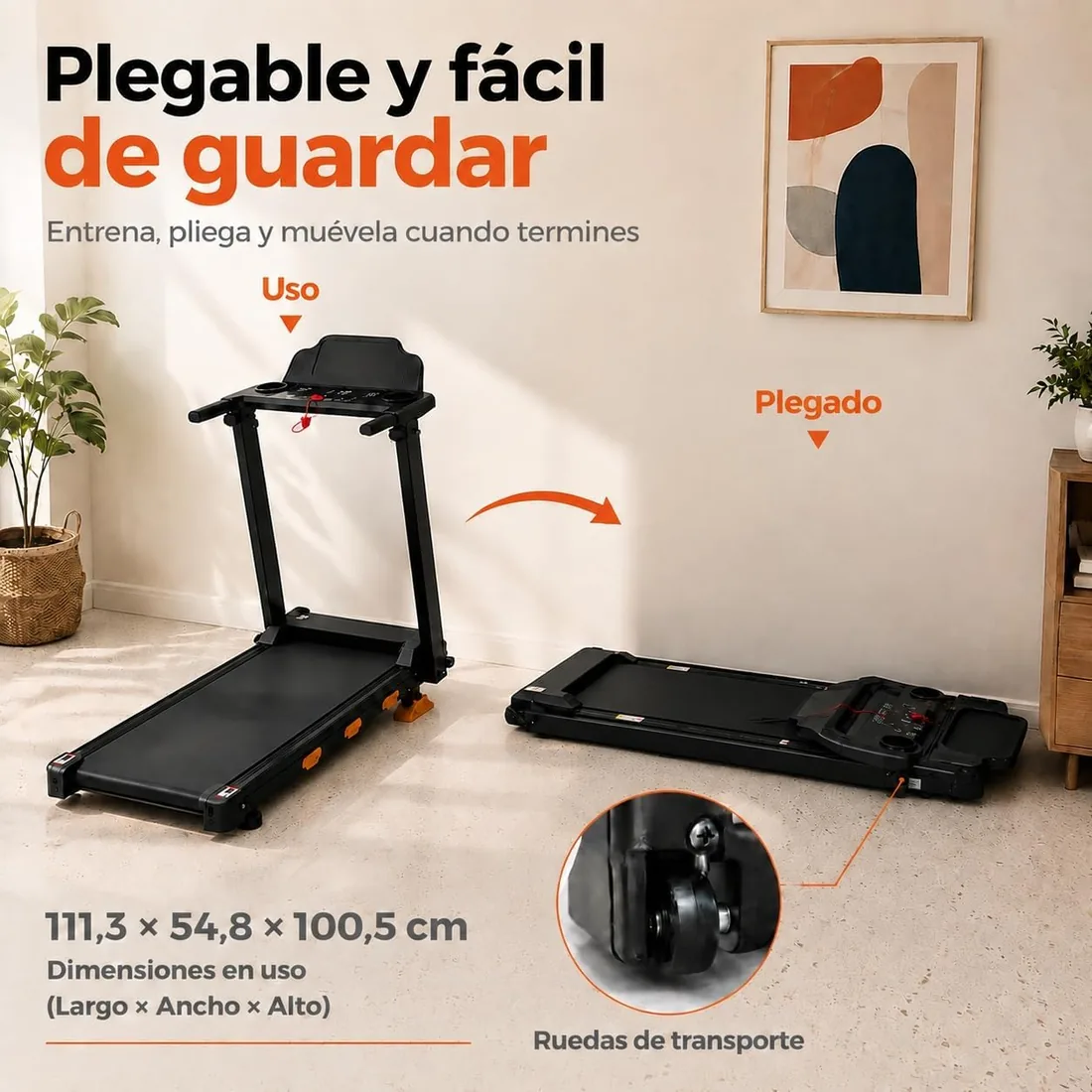 Cinta de Correr Plegable 12% con Inclinación, Walking Pad 12km/h con Pantalla LED, Motor Sin Escobillas 3.0HP, Soporte 138KG, Cinta de Andar Plegable para Caminar, Trotar y Correr foto 3